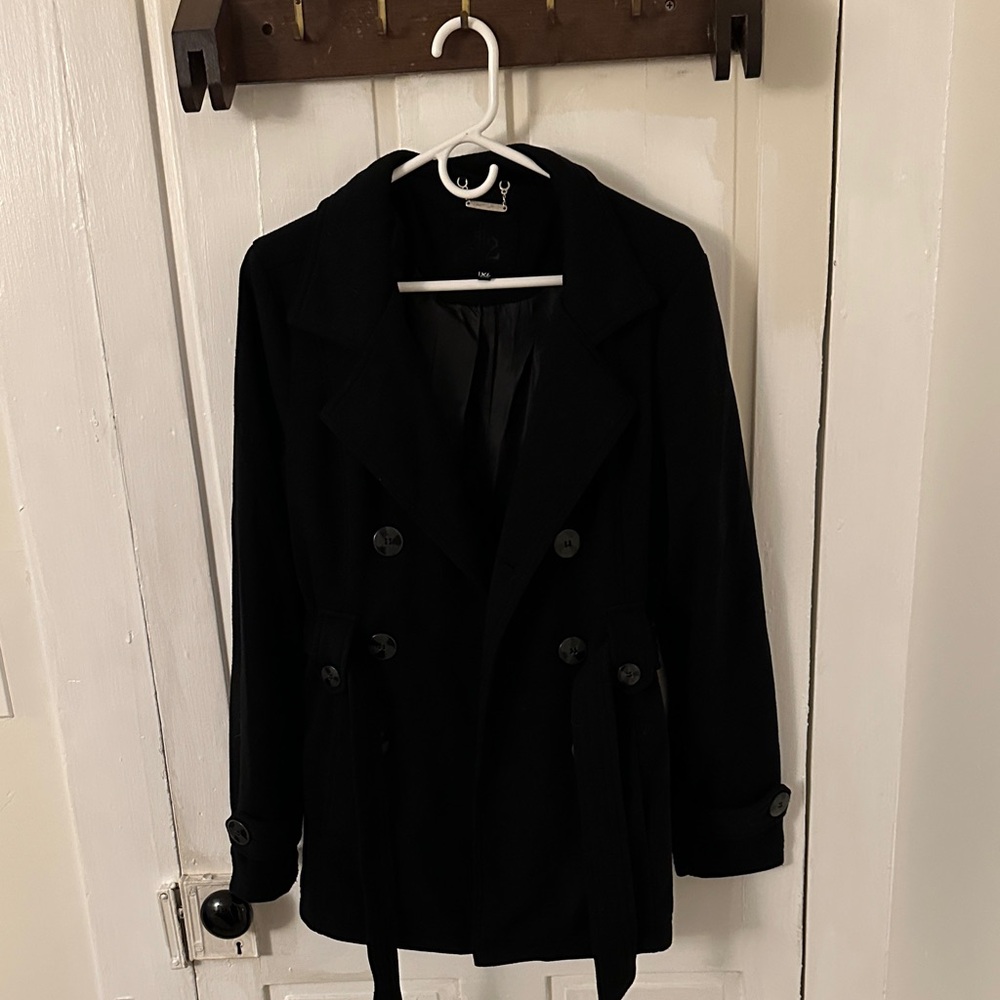 Women's Black Double-Breasted Coat